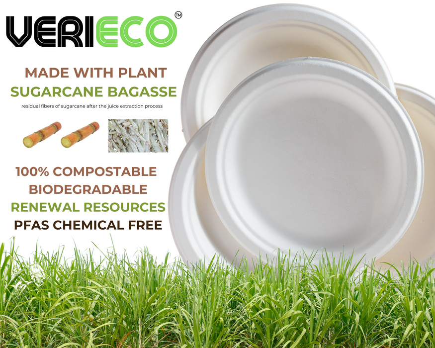 6 inch Round Compostable Plates ( 1000 UNITS PER BOX )