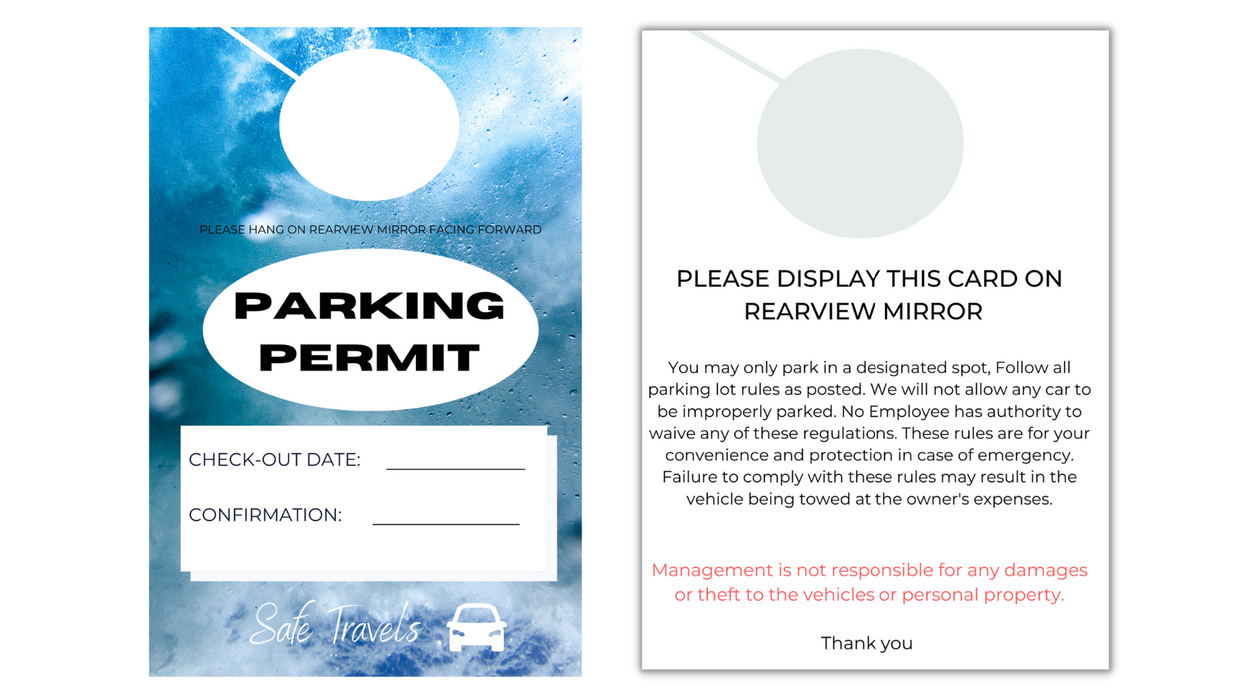 Hotel Parking Permit, Box of 5000 Parking Permits